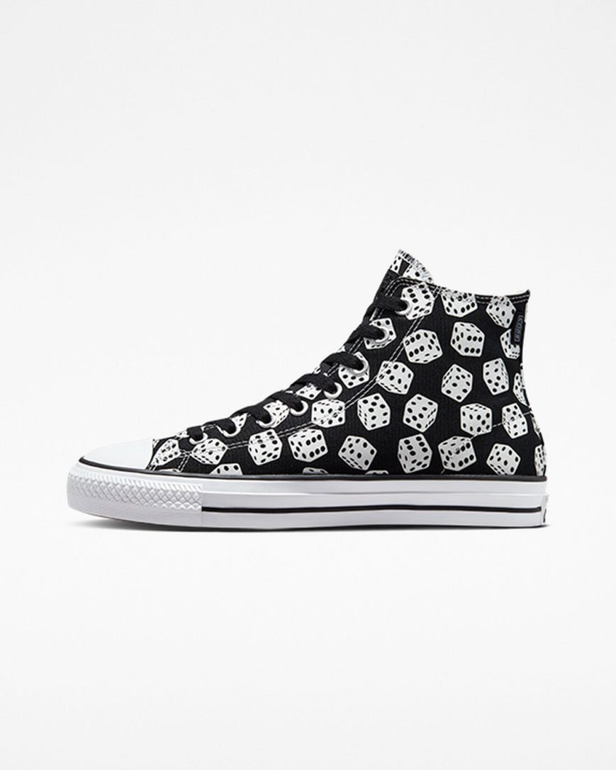 Zapatillas Skate Converse Chuck Taylor All Star Pro Dice Mujer Negras Blancas | PE 580PL7